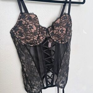NWT Victorias Secret Black Lace Bustier Corset Lingerie Top